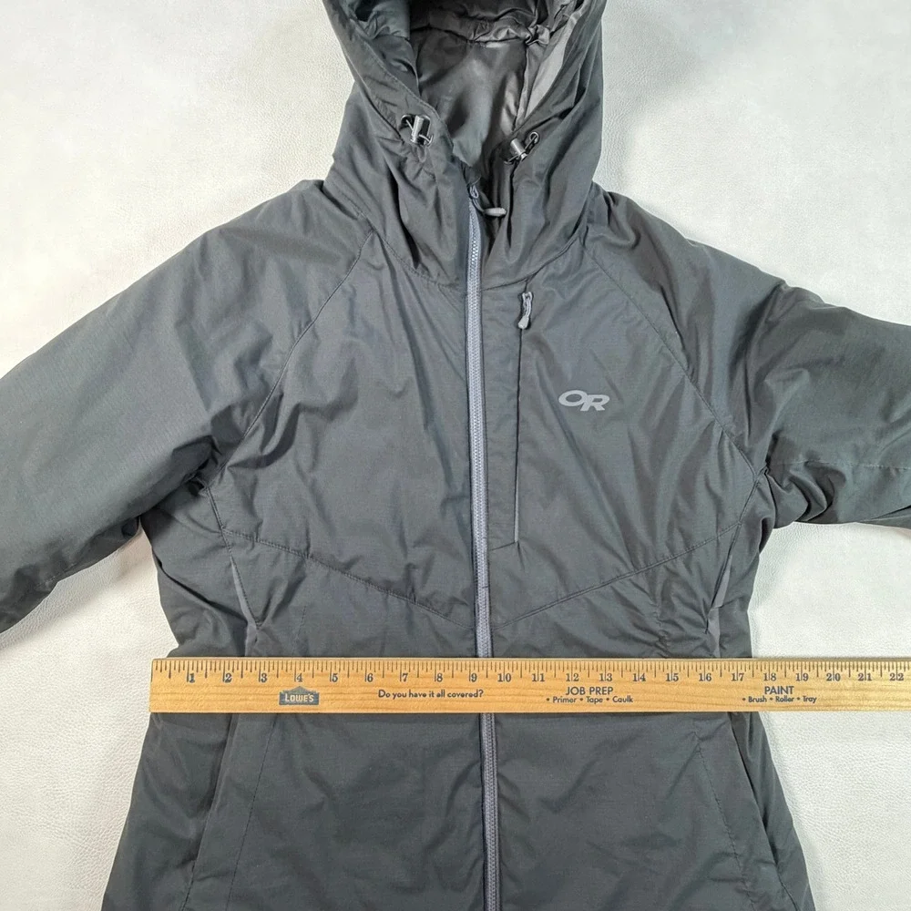 Outdoor Research Womens Medium Black Hooded Insulated Puffer Jacket Full Zip